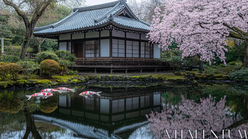 AI ART Zen Garden Scene with Koi Fish