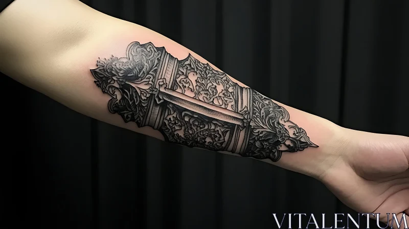 Detailed Baroque-Inspired Tattoo Art AI Image