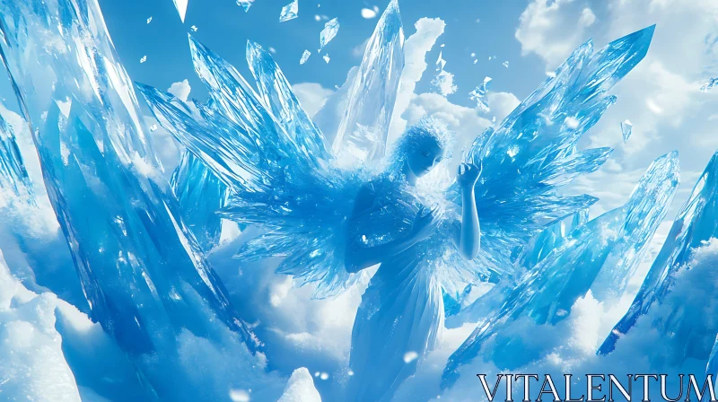 AI ART Frozen Angel in a Sky of Ice