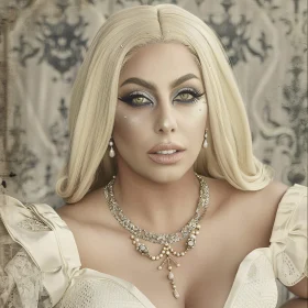 Regal Lady Gaga in Exquisite Makeup and Fashion