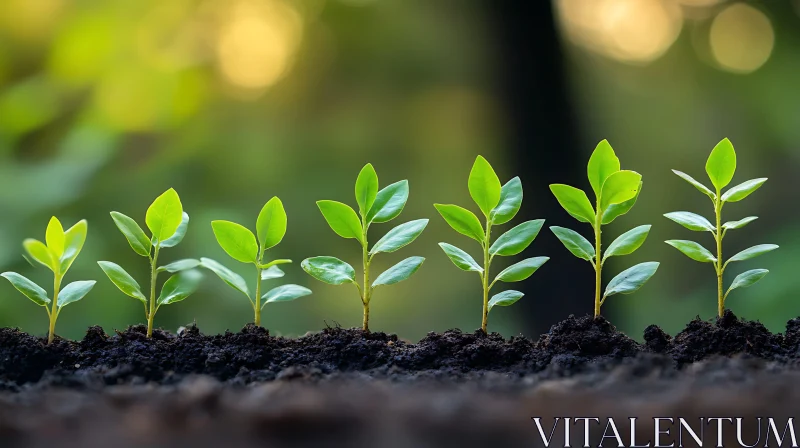 Green Seedlings Growth in the Garden AI Image