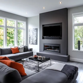 Contemporary Interior with Cozy Fireplace