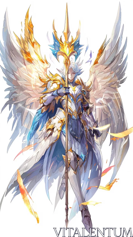 AI ART Guardian Angel with Spear