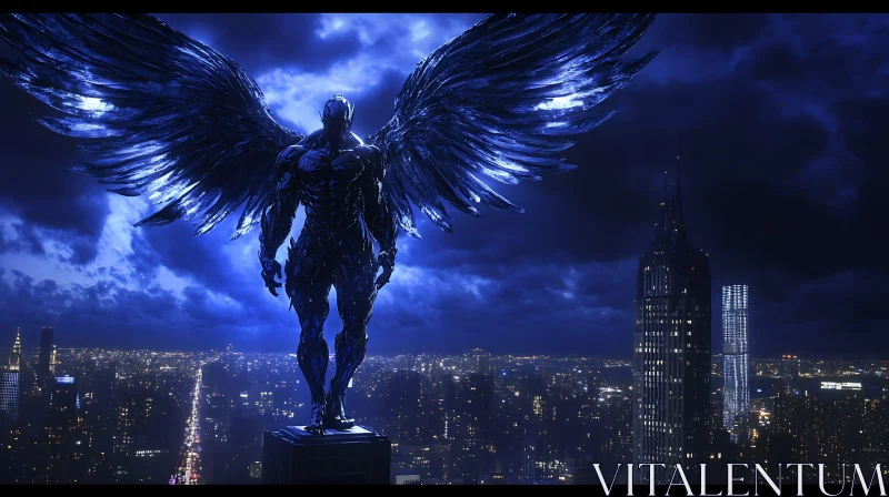 Winged Guardian Cityscape AI Image