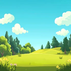 Serene Cartoon Nature Scene