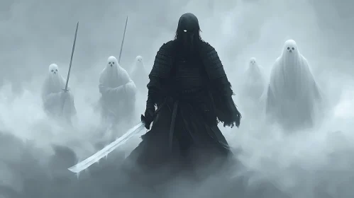 Ghostly Samurai in Ethereal Fog