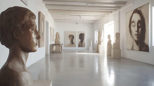 Art Gallery with Busts and Portraits