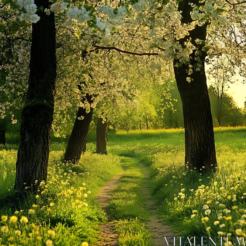 AI ART Spring Meadow Path