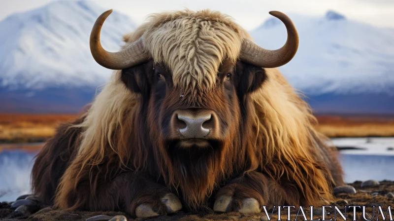 Majestic Yak in Snow-Covered Mountain Landscape AI Image