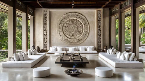 Minimalist Interior with Circular Wall Art