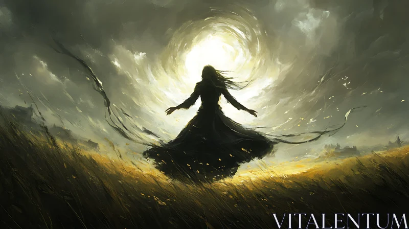 Silhouette in the Storm Painting AI Image