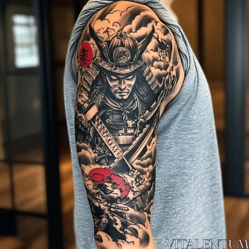 Detailed Samurai Tattoo Arm Art AI Image