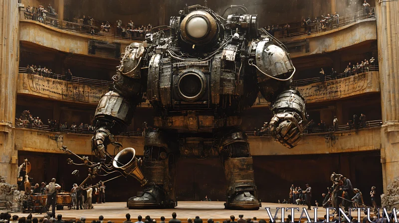 Mechanical Giant at the Concert Hall AI Image