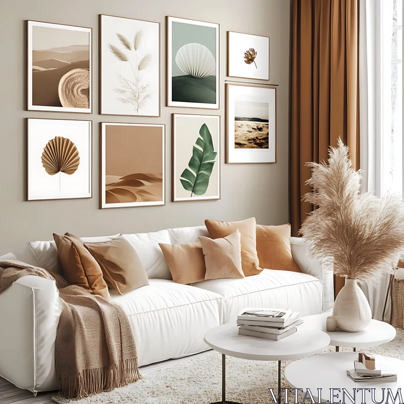 AI ART Botanical Art in Modern Living Space