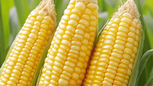 Detailed View of Fresh Corn Ears