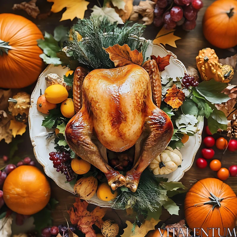 Autumn Harvest Turkey Dinner Arrangement AI Image