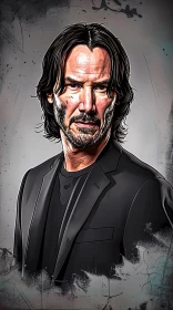 Keanu Reeves in a Black Jacket Digital Art