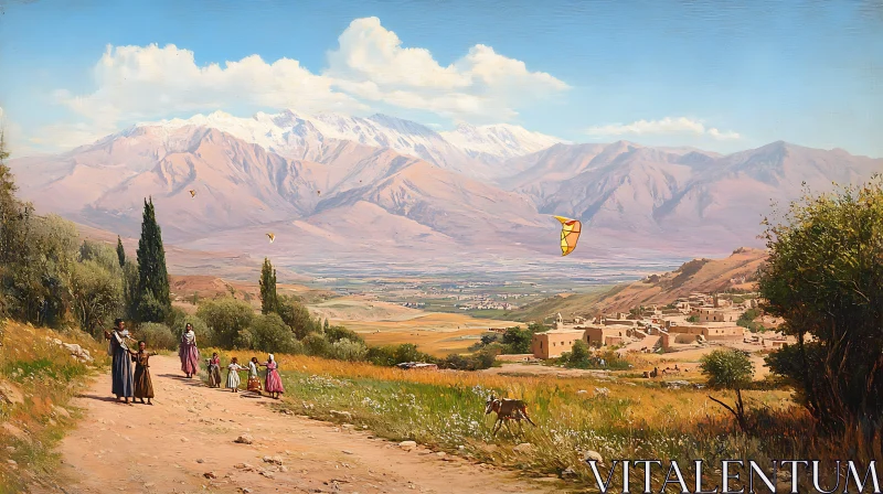 AI ART Idyllic Mountain Landscape with Family