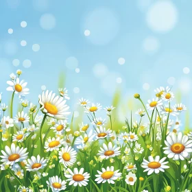 White Daisies Under Blue Sky