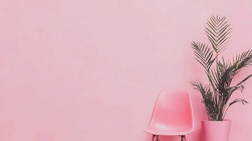 Minimalist Pink Aesthetic with Chair and Plant