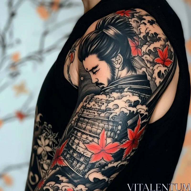 Detailed Japanese Samurai Arm Tattoo AI Image