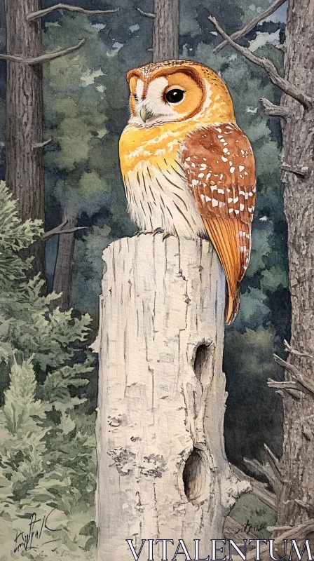 AI ART Wild Owl in Forest