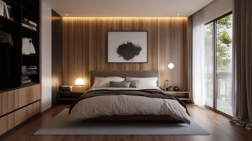 Minimalist Bedroom with Wooden Accents