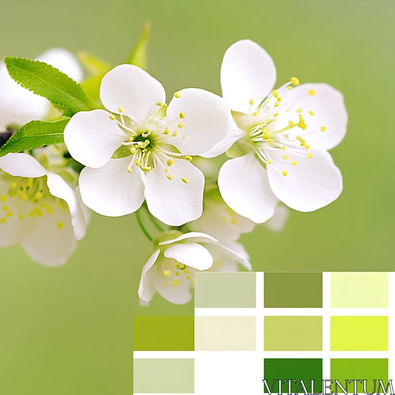 AI ART Close-Up of Blossoms with Green Background