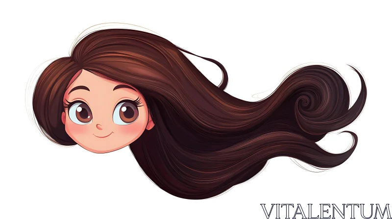 Animated Girl Portrait with Brown Hair AI Image