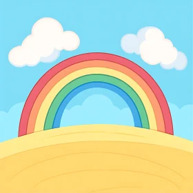 Rainbow and Clouds Cartoon Illustration