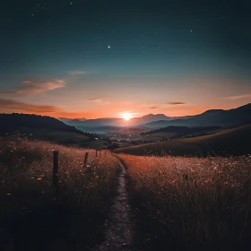 Sunset Over the Field Path