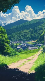 Green Hills and Rice Terraces Landscape