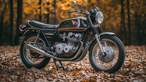 Classic Bike Amidst Autumn Leaves