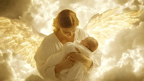 Serene Angel and Child Art