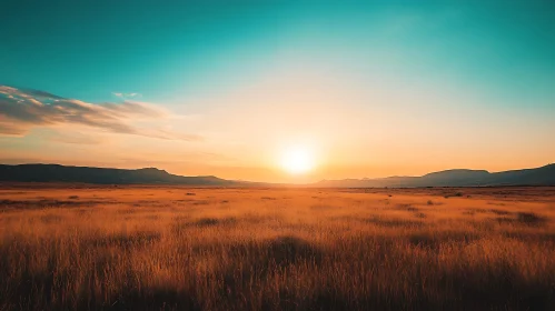 Sunset Over the Golden Field