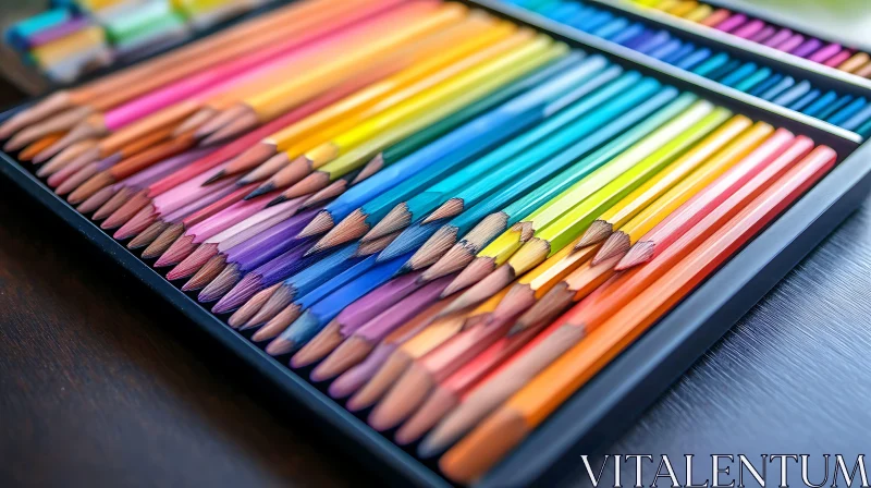 Rainbow Array of Drawing Pencils AI Image