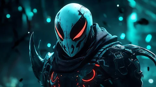 Futuristic Cyborg Warrior in Dark Armor