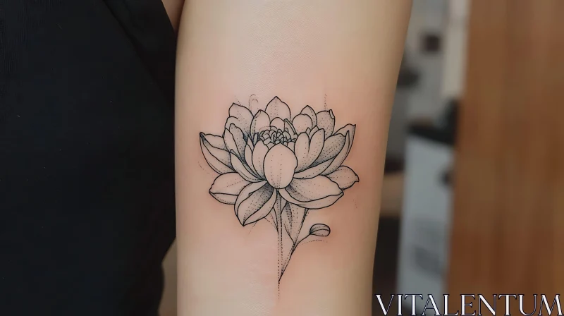 Elegant Lotus Flower Tattoo AI Image