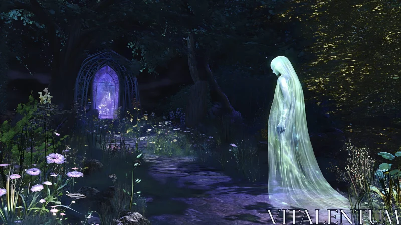 Mystical Ghost in the Woods AI Image