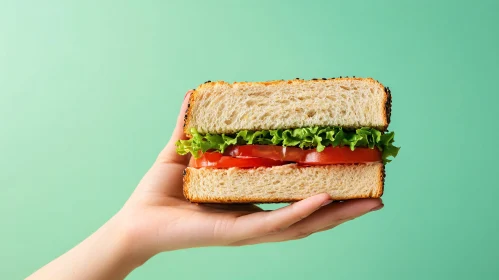 Handheld Sandwich with Lettuce and Tomato