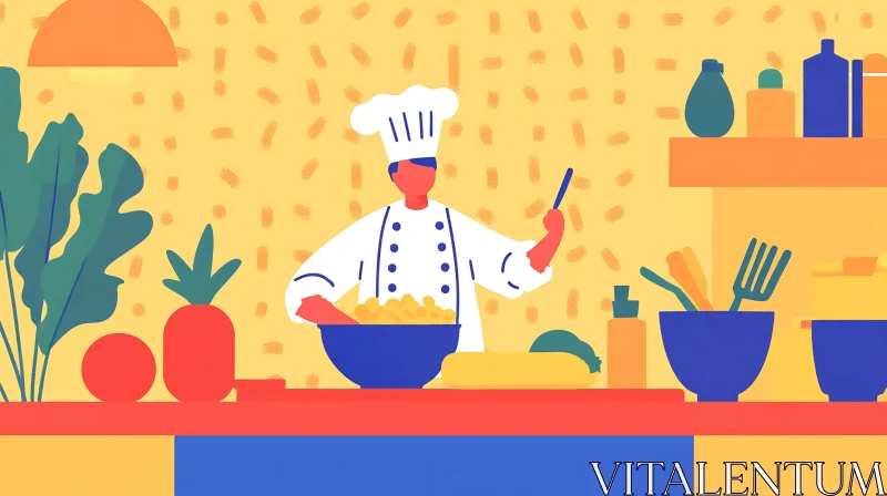 Chef Cooking in a Colorful Kitchen | Abstract Art AI Image