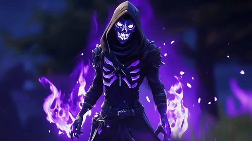 Mystic Skeleton Character with Purple Fire