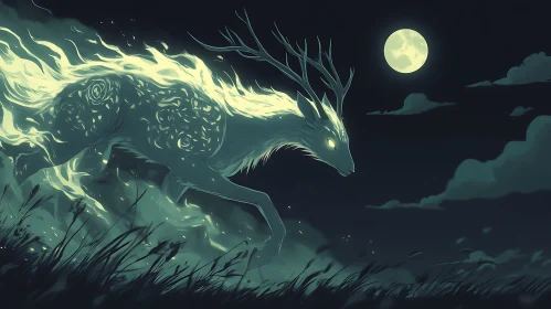 Glowing Deer at Night