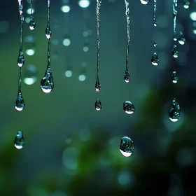 Macro Shot of Raindrops in Mid-Air