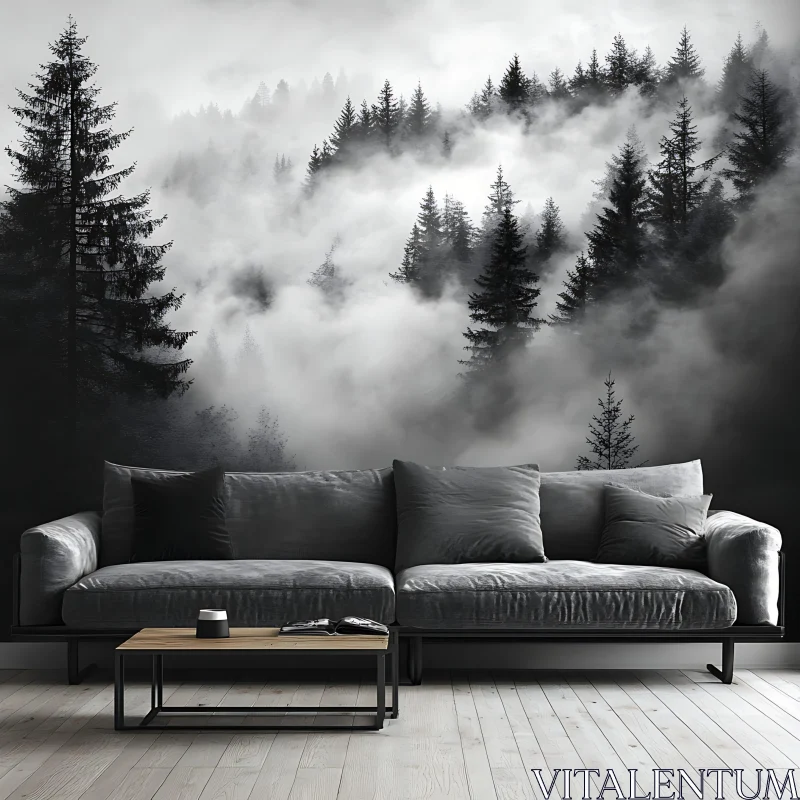 AI ART Misty Forest Room Decor