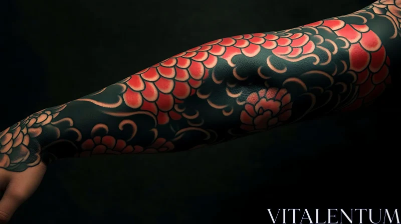 Detailed Arm Tattoo with Floral Design AI Image