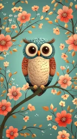 Artistic Owl and Floral Scene