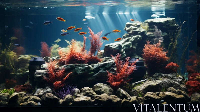 Colorful Aquarium Life - Traditional Underwater Art AI Image