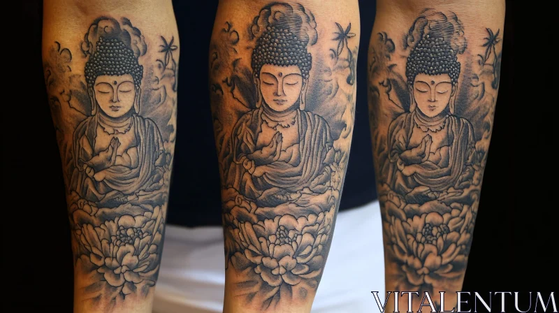 Buddha Tattoo with Lotus Flowers AI Image