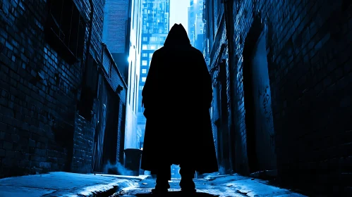 Cloaked Silhouette in Urban Alley